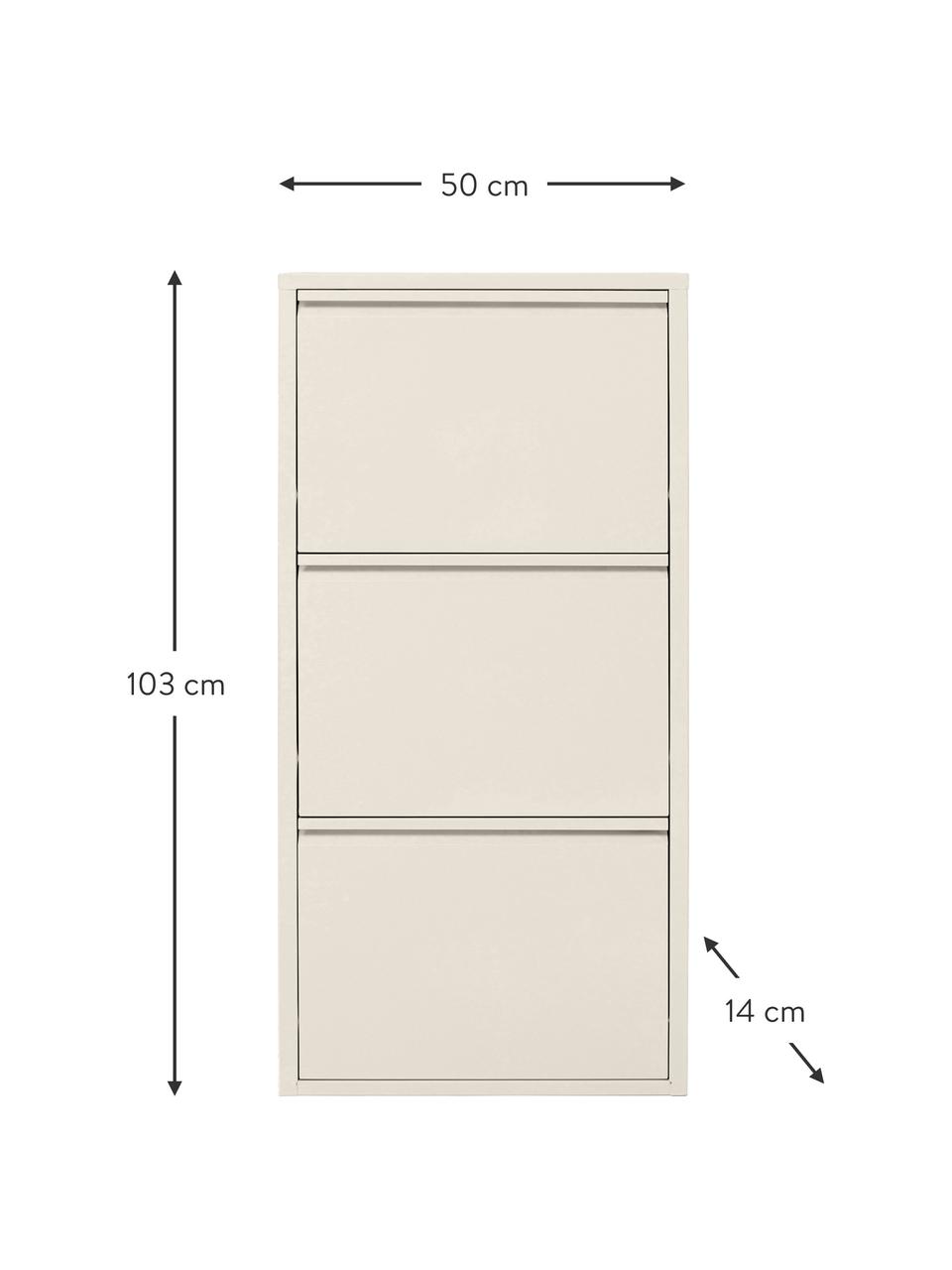 Ścienna szafka na buty z 3 przedziałami Caruso, Stal malowana proszkowo, Jasny beżowy, S 50 x W 103 cm