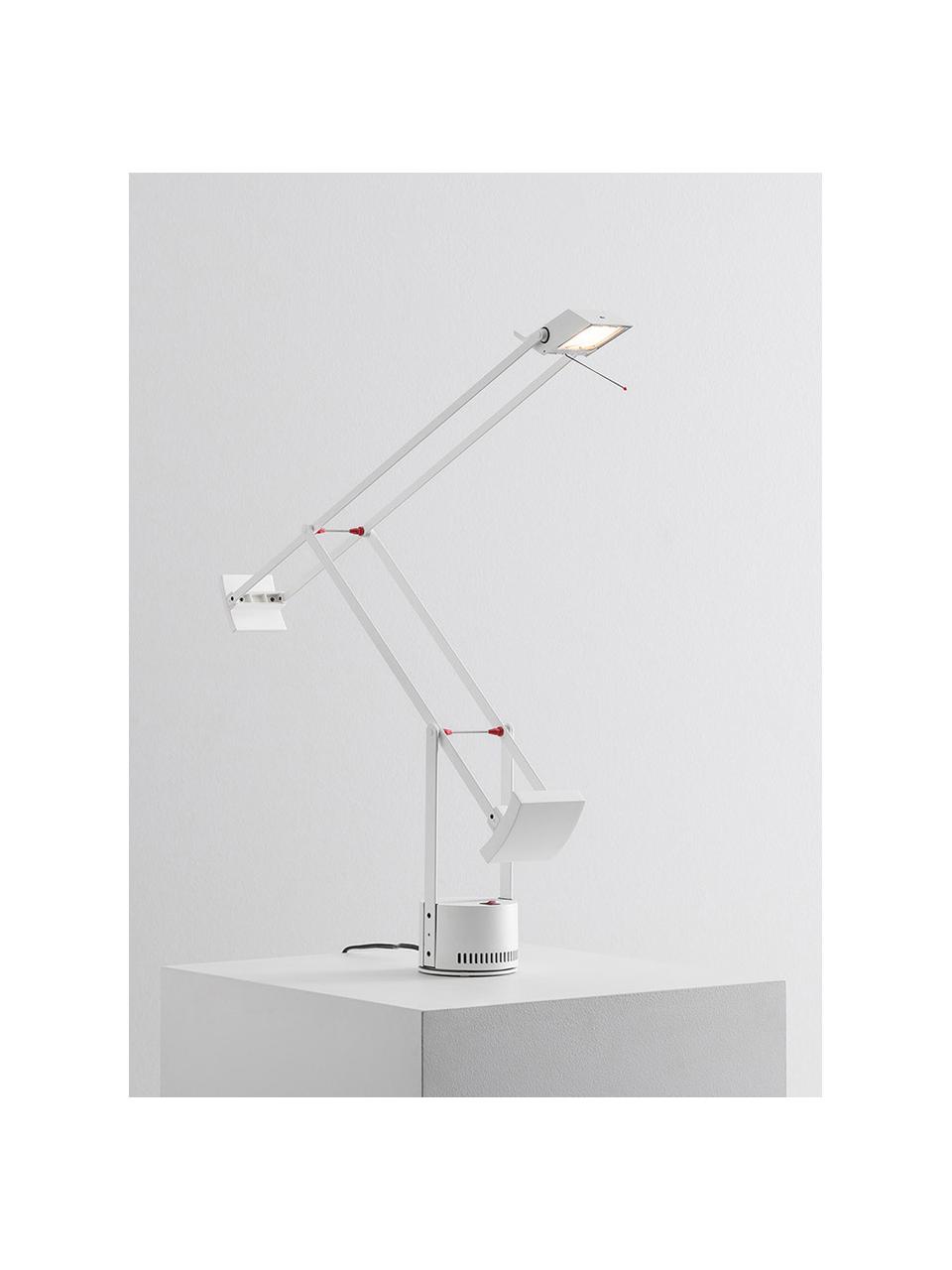 Grote verstelbare bureaulamp Tizio, Lampenkap: technopolymeer, Frame: gecoat aluminium, Wit, Ø 78 x H 66 cm