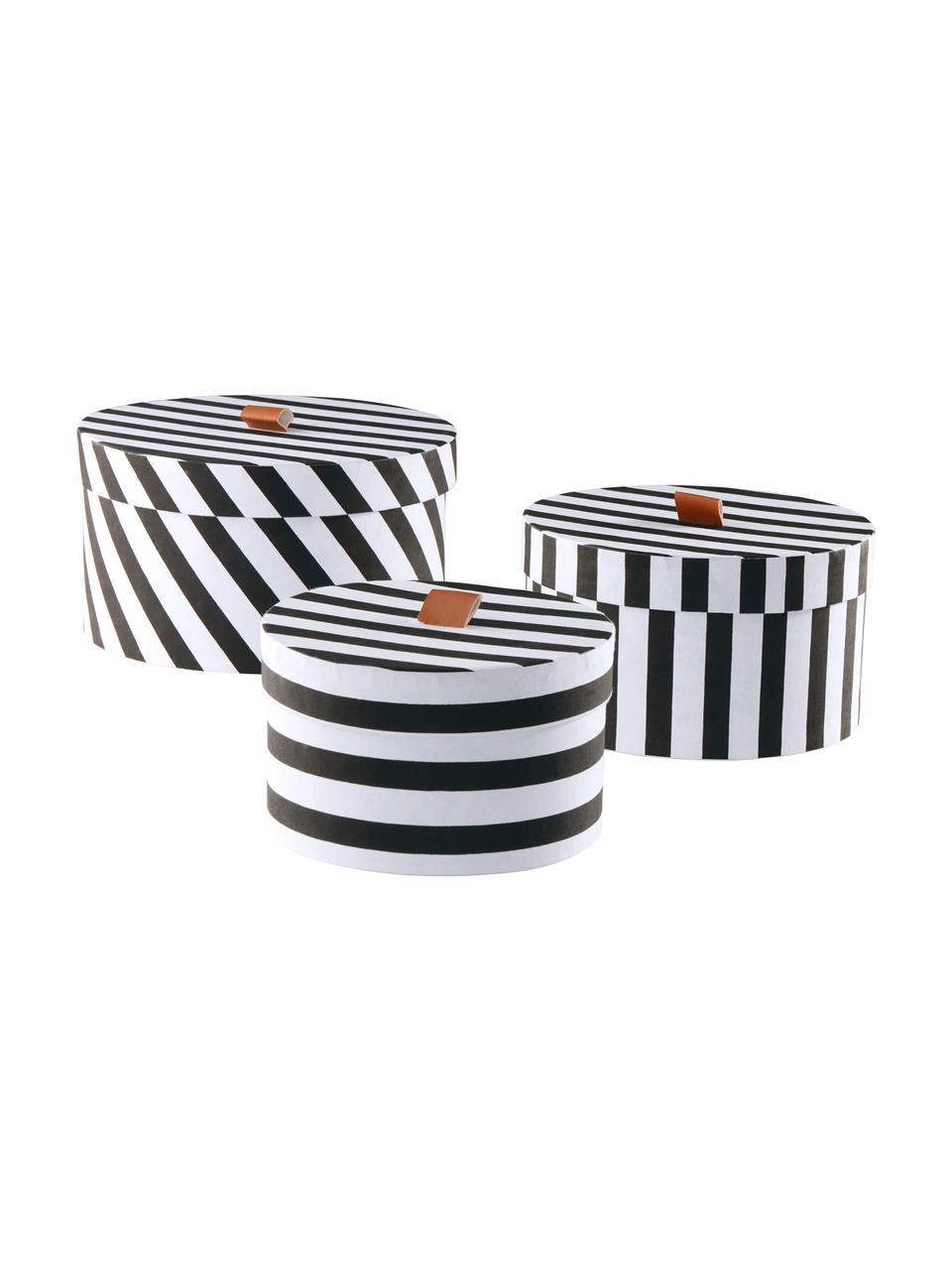 Súprava úložných škatúľ Dizzy, 3 diely, Čierna, biela, hnedá
