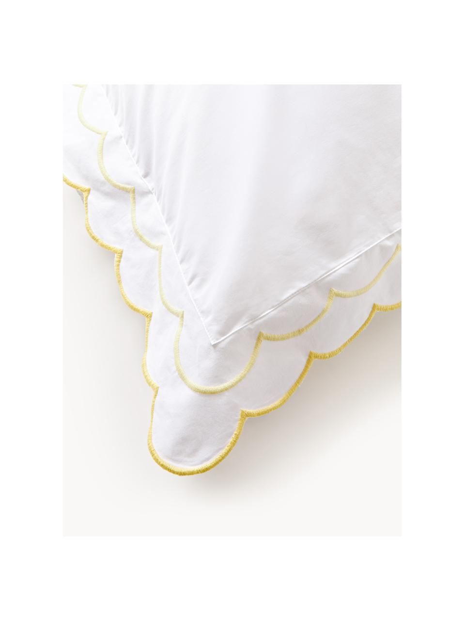 Taie d'oreiller en coton avec volants et ourlet brodé Atina, 100 % coton

Densité 200 fils par pouce carré, qualité confort

Le linge de lit en coton est agréablement doux sur la peau, absorbe bien l'humidité et convient aux personnes allergiques, Jaune, blanc, larg. 50 x long. 70 cm