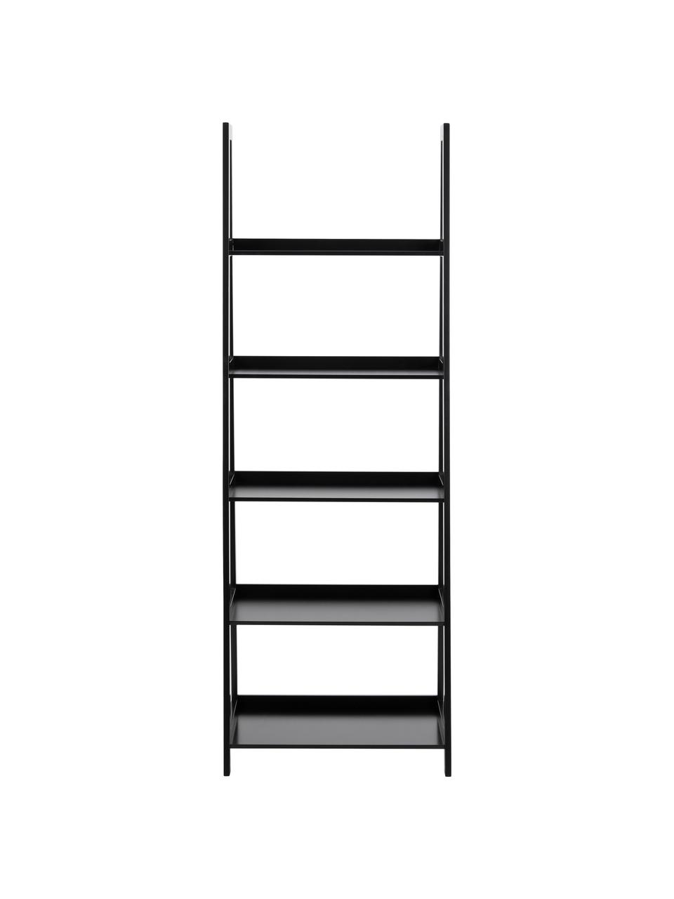 Étagère Wally, MDF (panneau en fibres de bois à densité moyenne), laqué, Noir, larg. 63 x haut. 180 cm