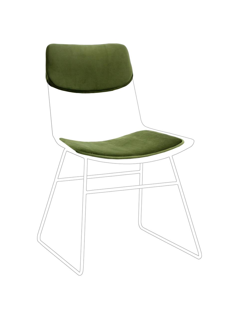 Súprava zamatových vankúšov na sedenie pre kovovú stoličku Wire, 2 diely, Zelená, Súprava s rôznymi veľkosťami