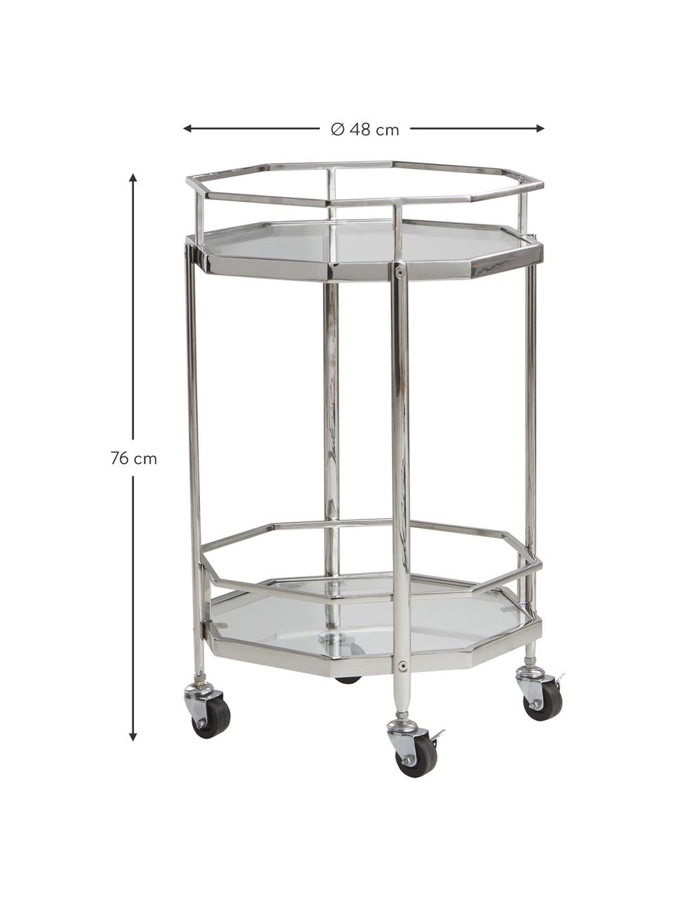 Carrello da portata rotondo in vetro Bilbao, Mensola: vetro, Struttura: metallo cromato, Cromato, Ø 48 x Alt. 76 cm