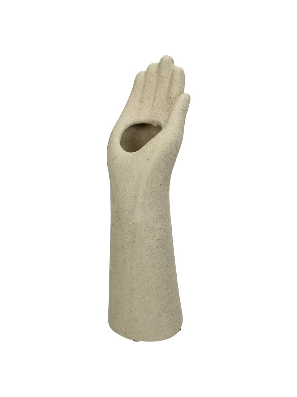 Vase Hand aus Steingut, Steingut, Beige, B 8 x H 25 cm