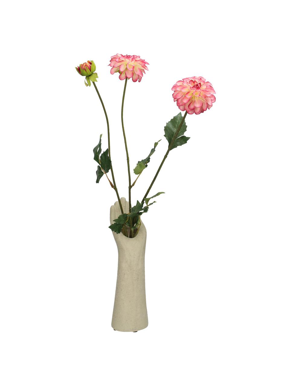 Vase Hand aus Steingut, Steingut, Beige, B 8 x H 25 cm