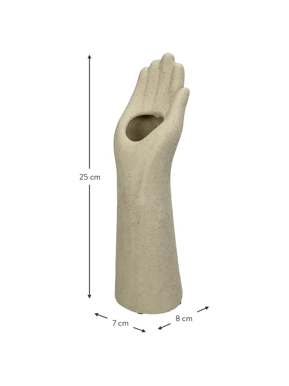 Kameninová váza Hand, Kamenina, Béžová, Š 8 cm, V 25 cm