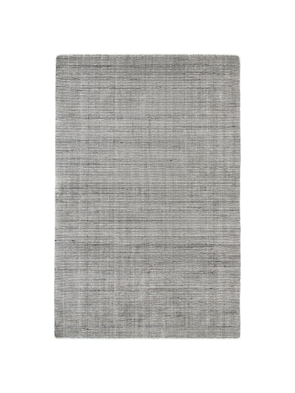 Alfombra artesanal de pelo corto Willow, 100% poliéster con certificado GRS, Gris, blanco, An 120 x L 180 cm (Tamaño S)