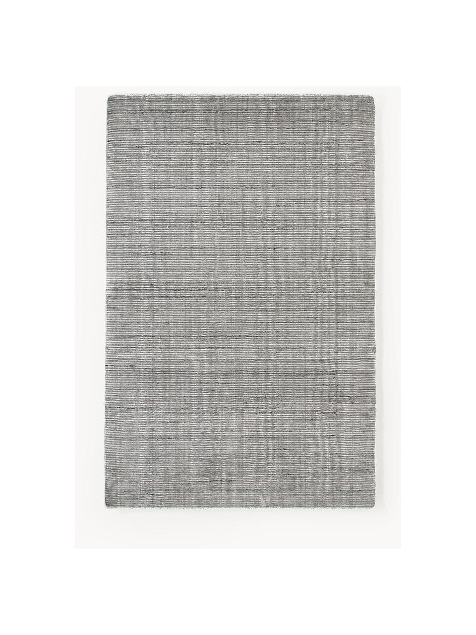 Handgewebter Kurzflor-Teppich Willow, 100% Polyester, GRS-zertifiziert, Grau, Weiss, B 120 x L 180 cm (Grösse S)