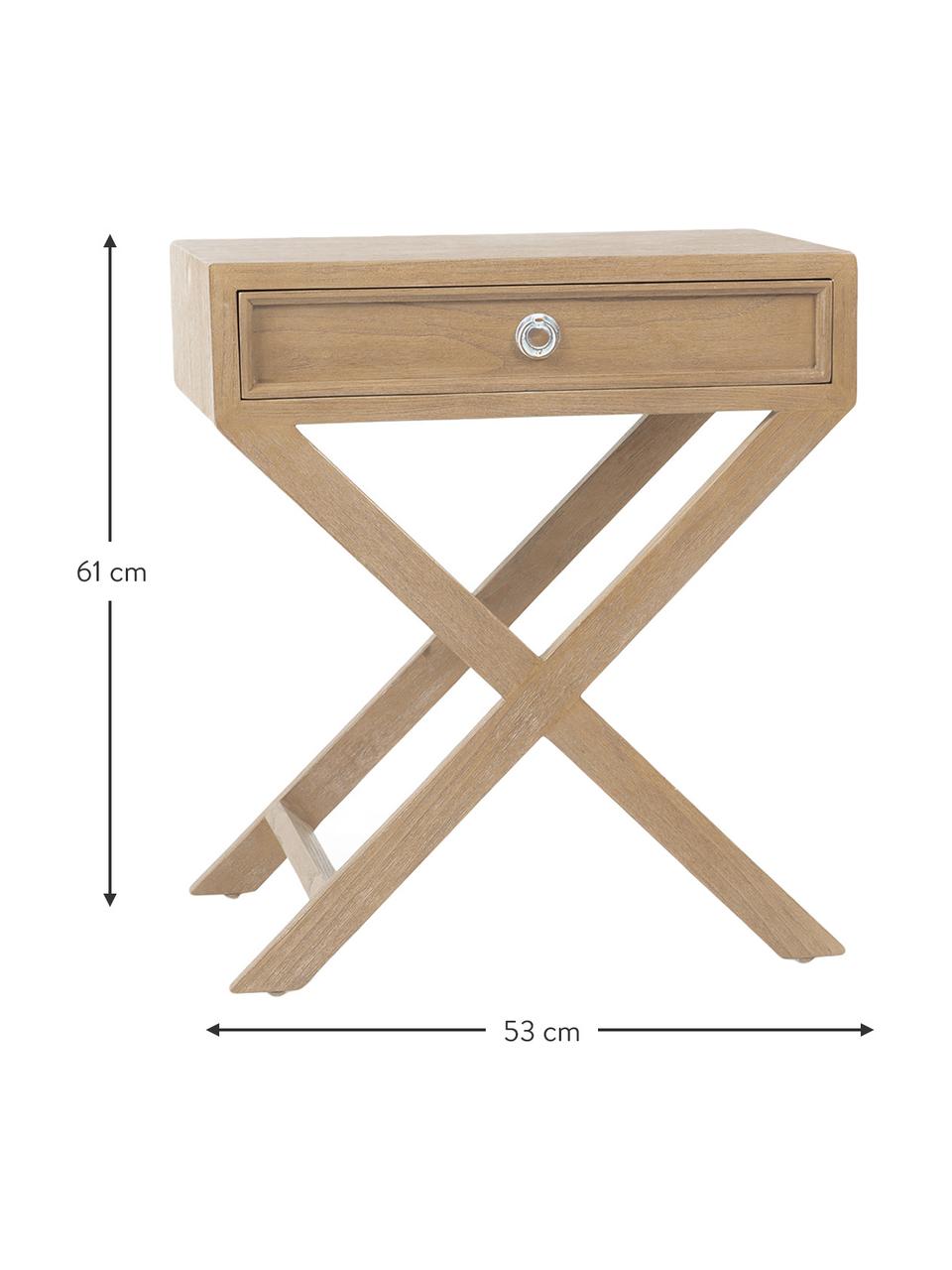 Mesilla de noche artesanal Cross, Estructura: madera de roble maciza, Roble, An 53 x Al 35 cm