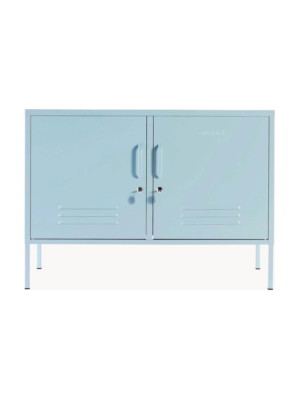 Credenza in metallo Lowdown, Acciaio verniciato a polvere, Azzurro, Larg. 100 x Alt. 72 cm