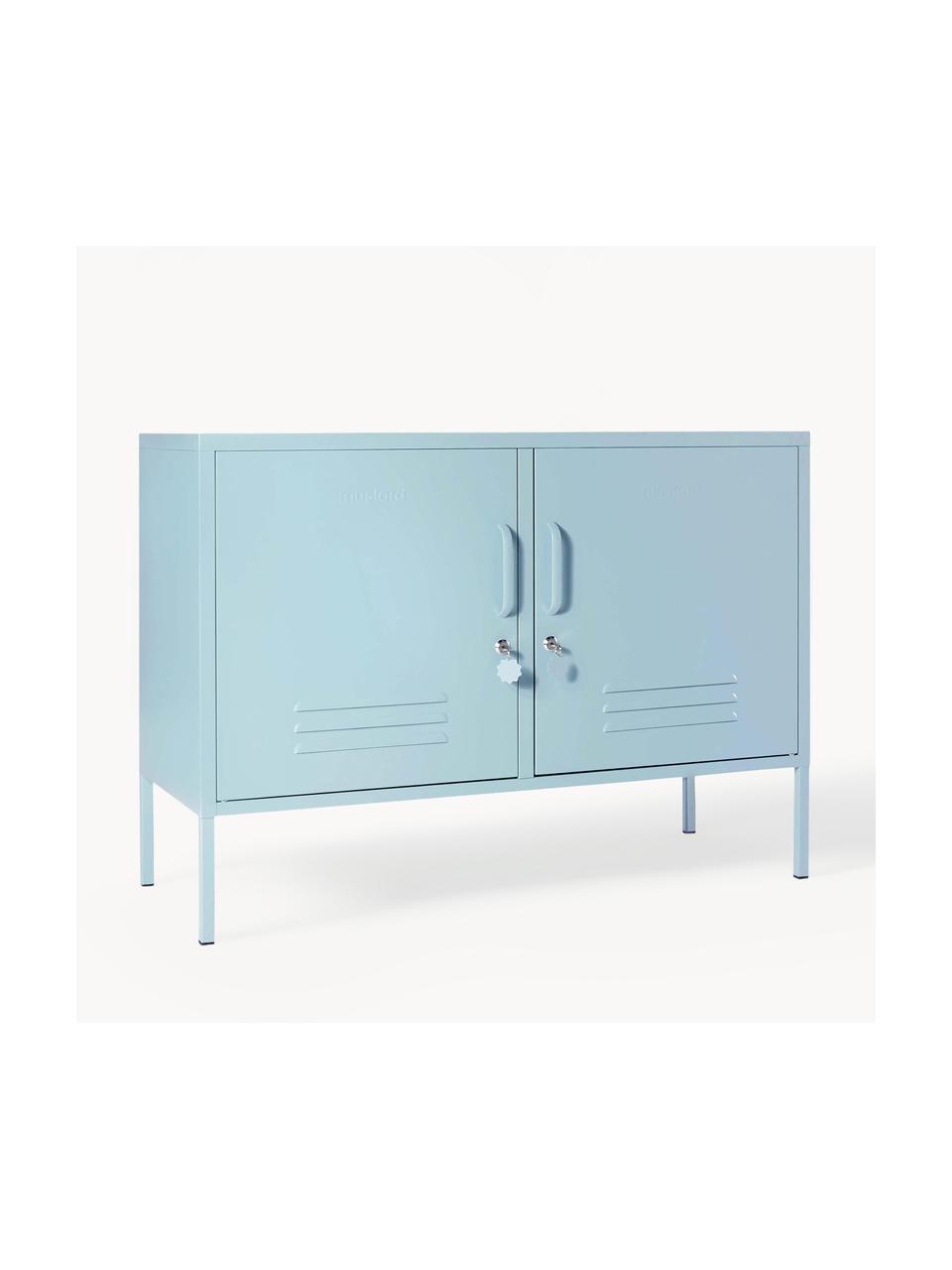 Metalen dressoir The Lowdown, Gepoedercoat staal, Lichtblauw, B 100 x H 72 cm