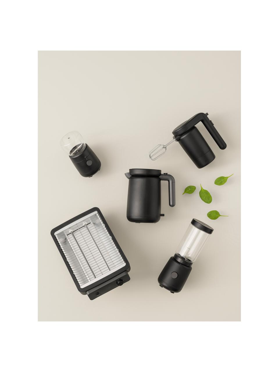 Macinacaffè elettrico Foodie, Contenitore: vetro borosilicato, Nero opaco, Ø 10 x Alt. 18 cm