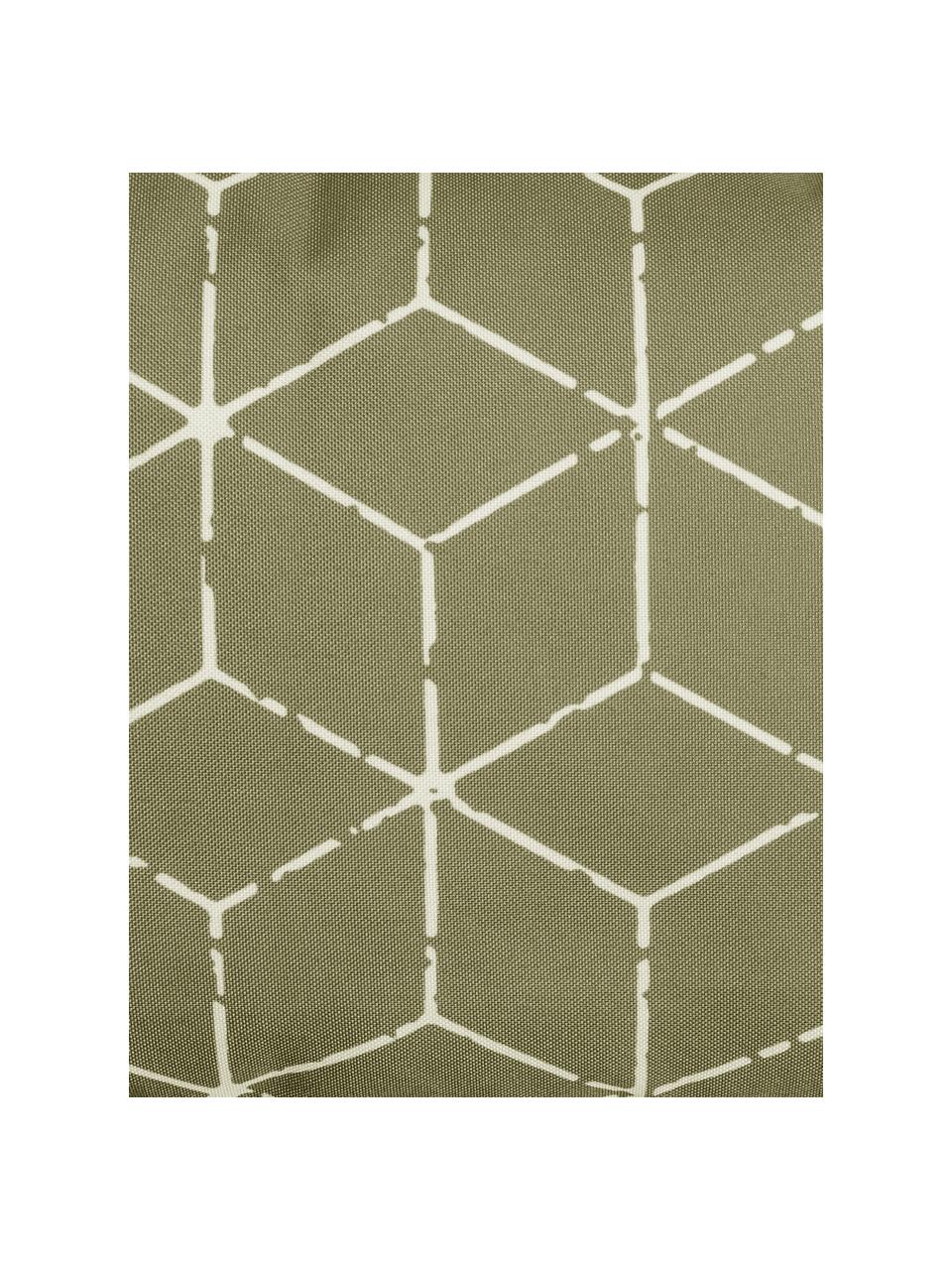 Outdoor-Kissen Cube mit grafischem Muster in Grün/Weiss, mit Inlett, 100% Polyester, Taupe, Weiss, 30 x 50 cm