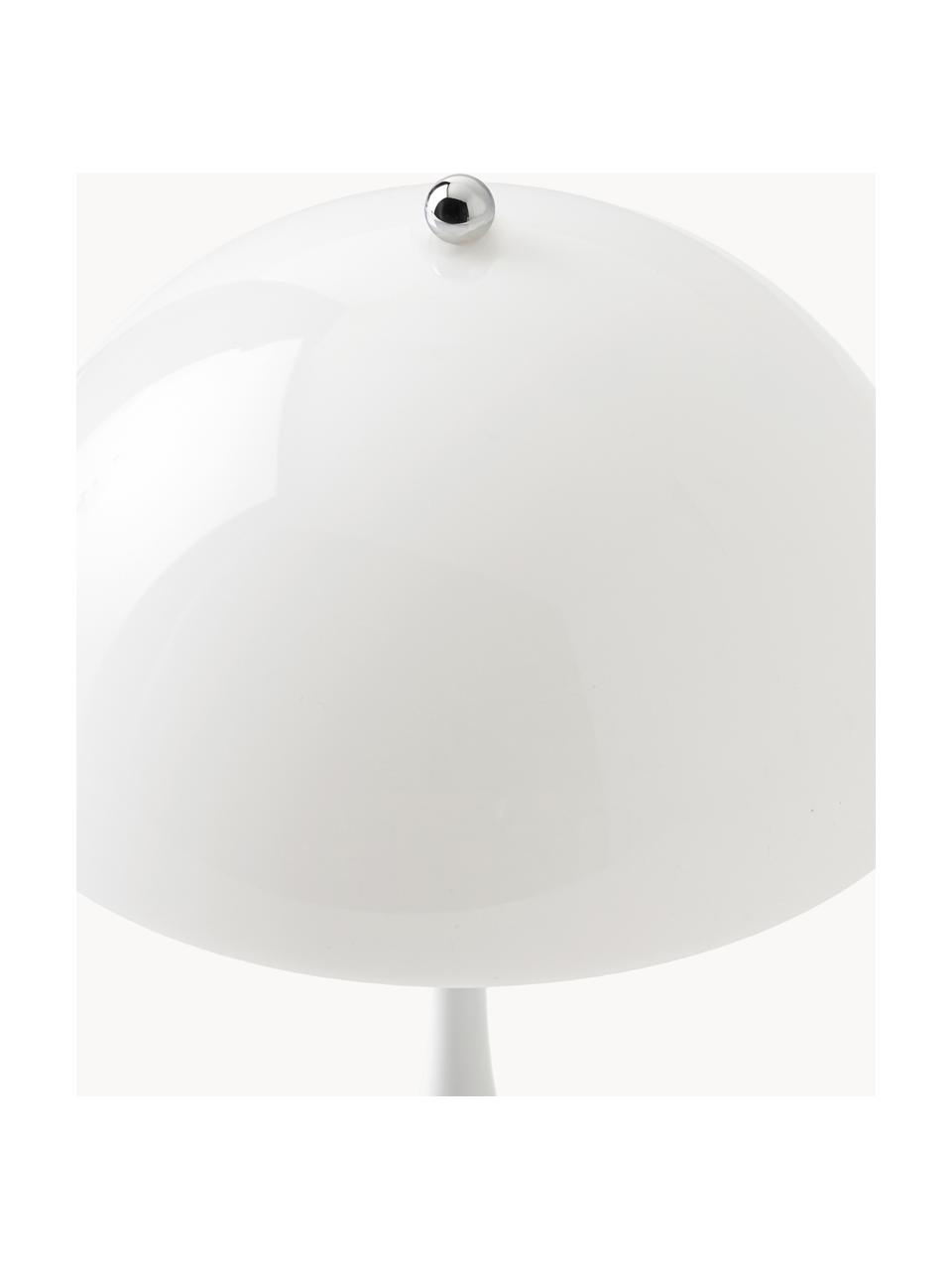 Lampada da tavolo portatile a LED con luce regolabile Panthella, alt. 24 cm, Paralume: vetro acrilico, Struttura: alluminio rivestito, Vetro acrilico bianco, Ø 16 x Alt. 24 cm