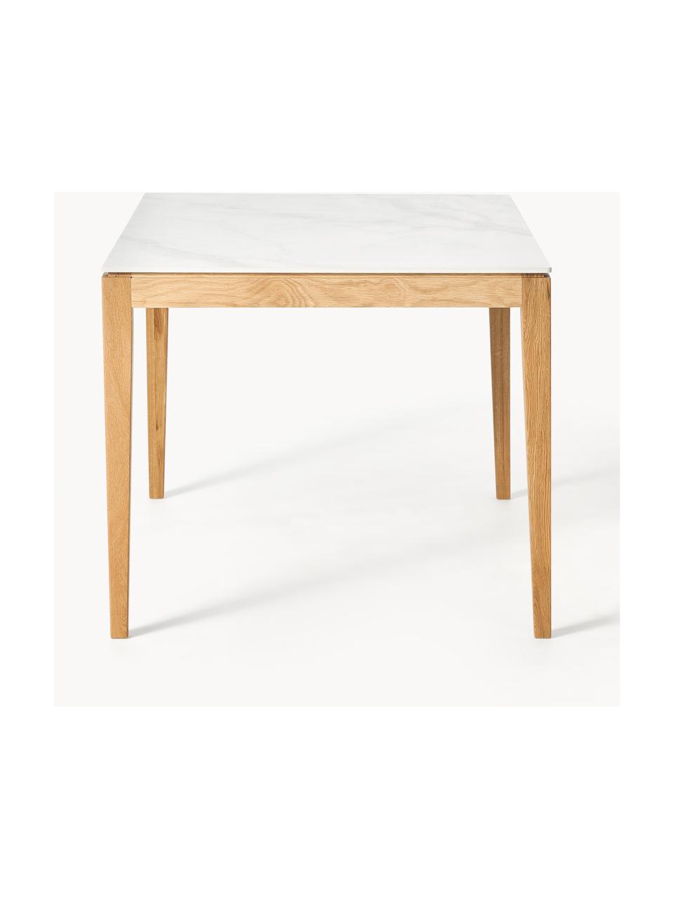 Jedálenský stôl s mramorovým vzhľadom Jackson, Mramorový vzhľad biela, dubové drevo lakované, Š 180 x H 90 cm