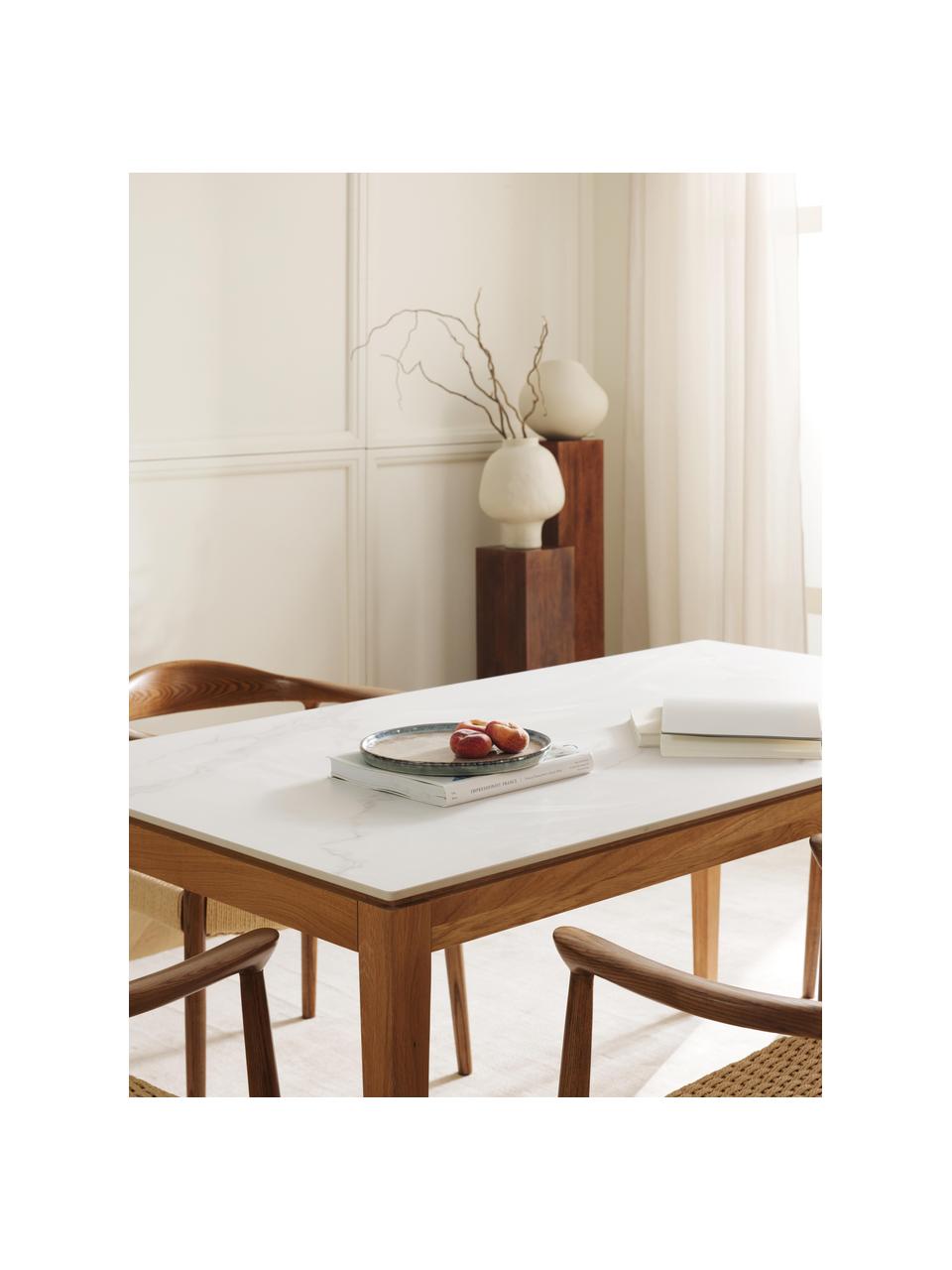 Esstisch Jackson mit Marmor-Optik, verschiedene Grössen, Tischplatte: Keramikstein in Marmor-Op, Eichenholz, lackiert, B 180 x T 90 cm
