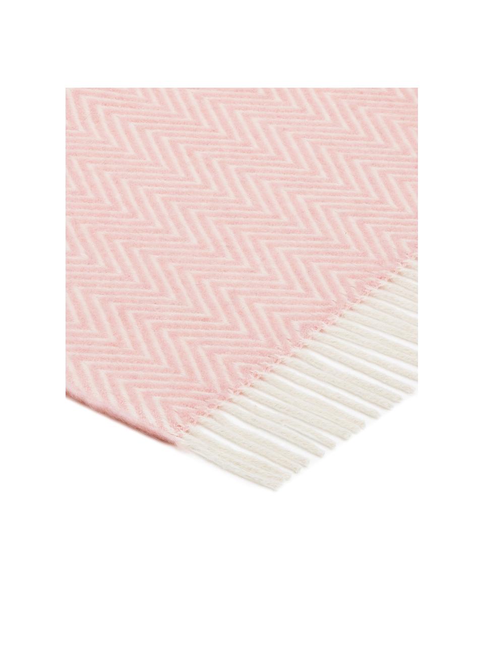 Plaid laine rose motif à chevron Aubrey, Rose