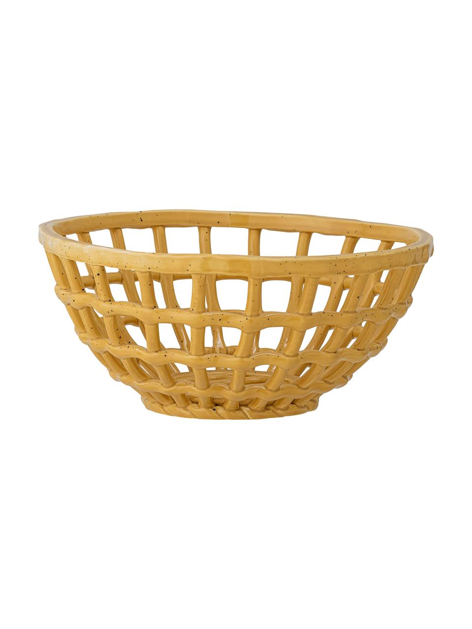 Cesta artesanal Electra, Gres, Amarillo, Ø 27 x Al 12 cm