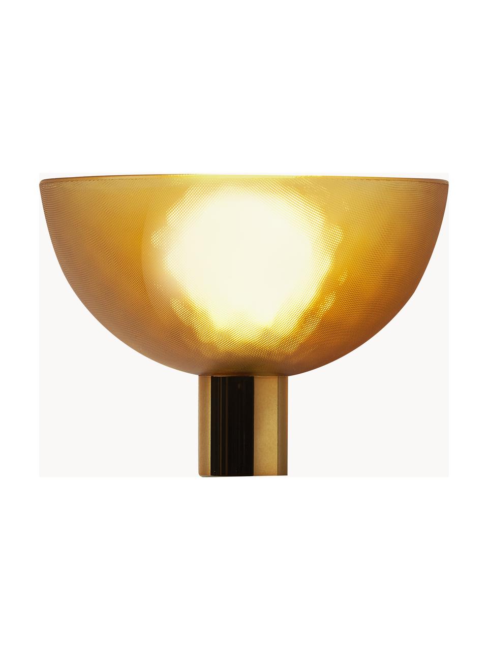 Dimbare LED wandlamp Fata, Lampenkap: thermoplastisch materiaal, Lampvoet: gerecycled ABS met metall, Goudkleurig, B 16 x H 17 cm