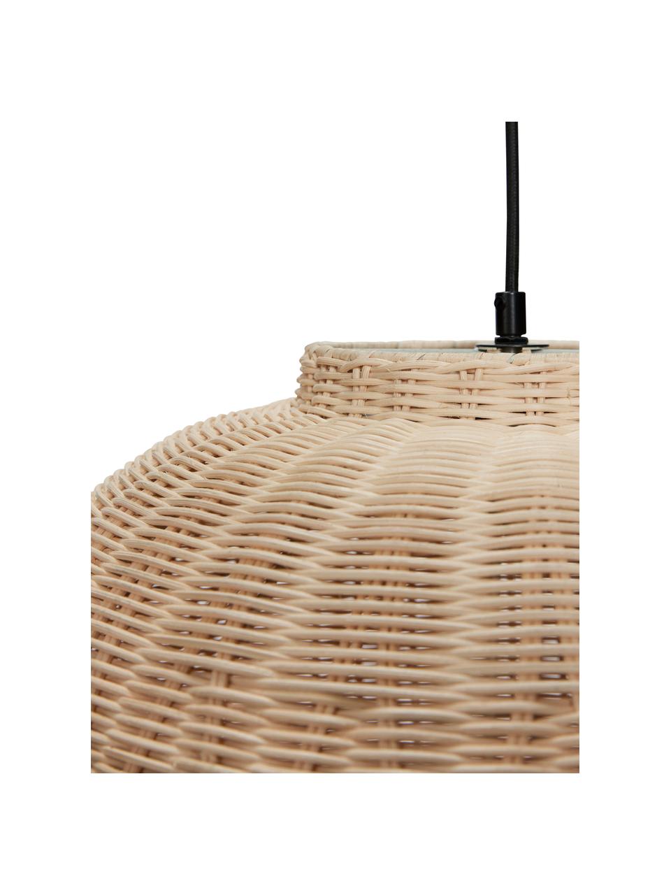 Suspension artisanale en rotin Chand, Beige, Ø 45 x haut. 43 cm