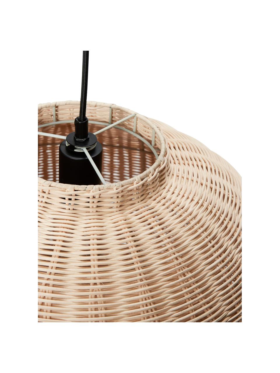 Suspension artisanale en rotin Chand, Beige, Ø 45 x haut. 43 cm
