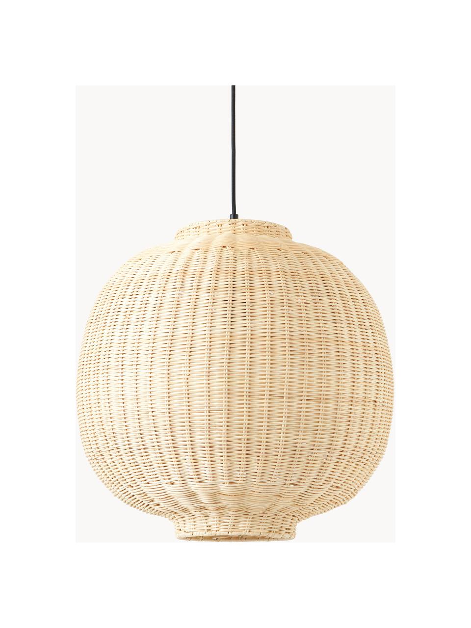 Lampada a sospensione in rattan fatta a mano Chand, Paralume: rattan certificato FSC, Beige, Ø 45 x Alt. 43 cm