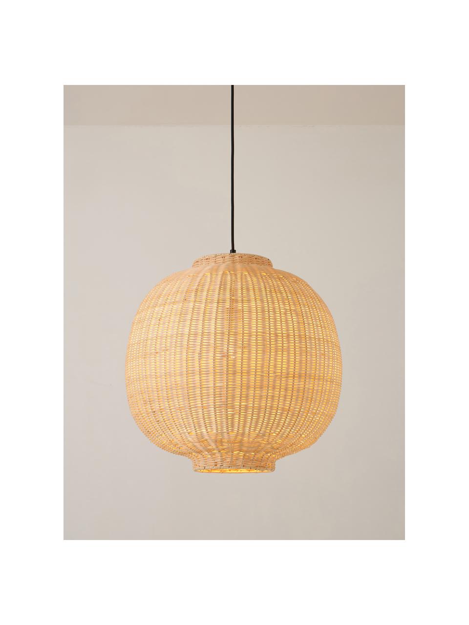 Lampada a sospensione in rattan fatta a mano Chand, Paralume: rattan certificato FSC, Beige, Ø 45 x Alt. 43 cm