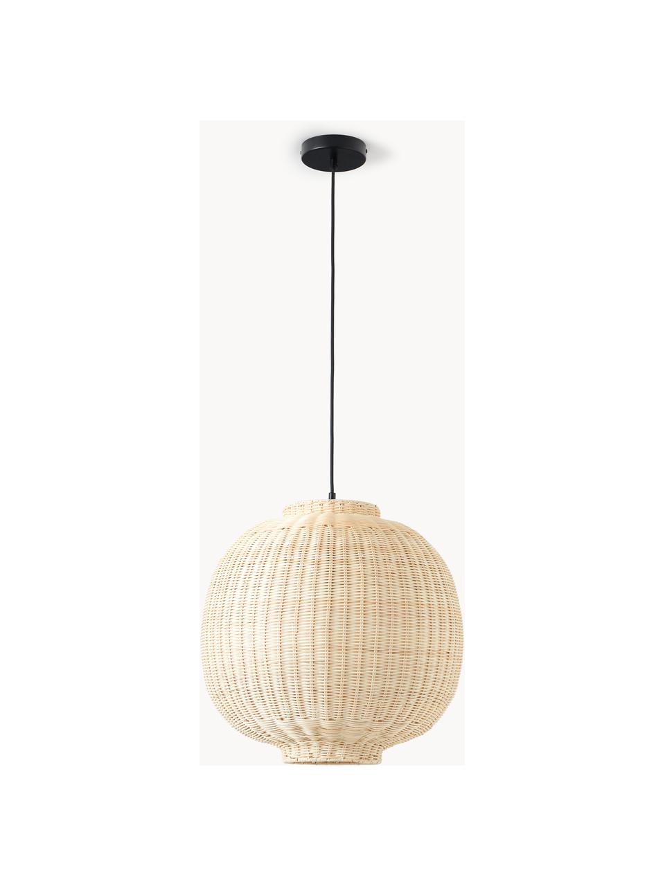 Suspension artisanale en rotin Chand, Beige, Ø 45 x haut. 43 cm