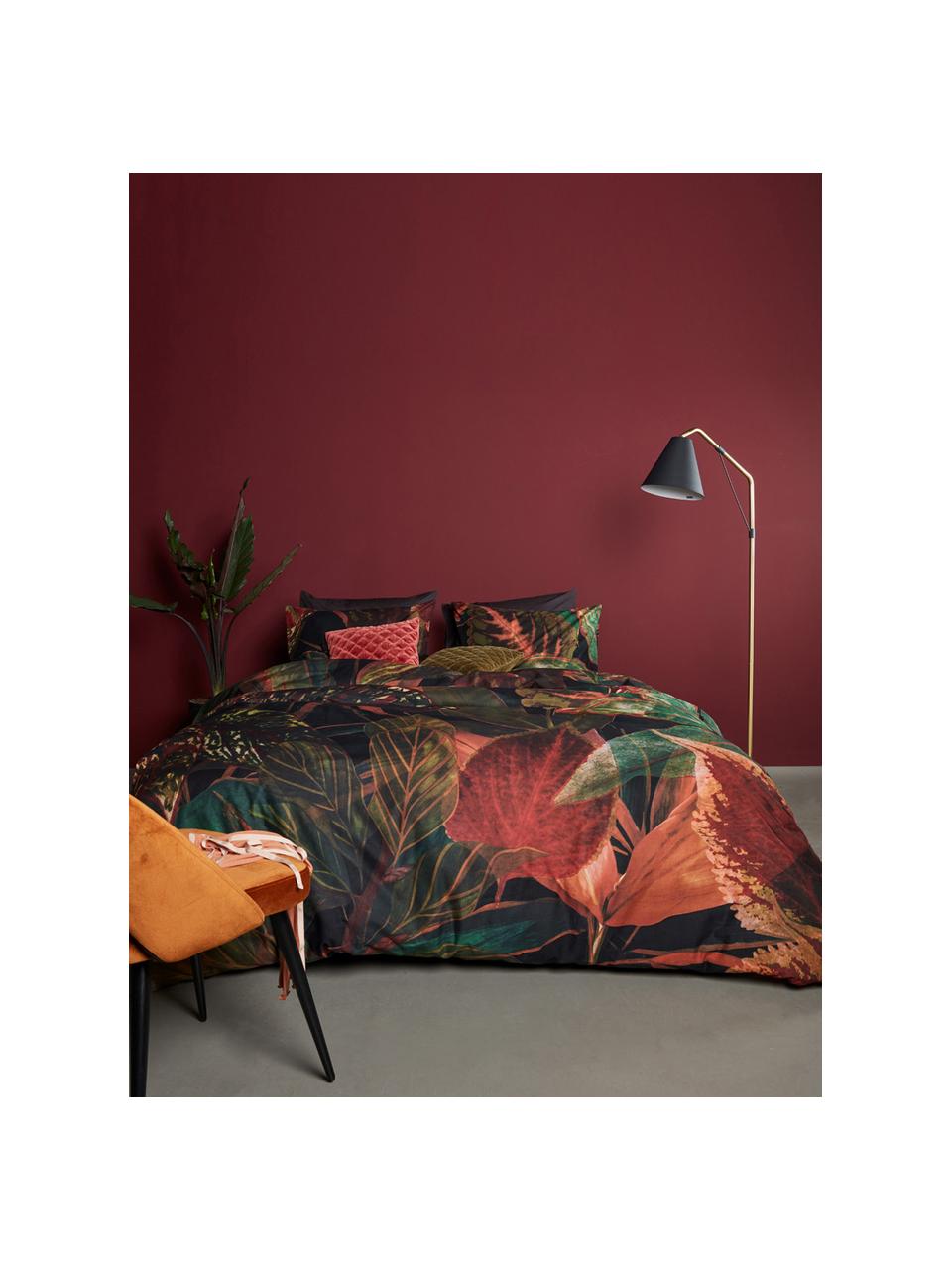 Bavlnená posteľná bielizeň Velvetleaf, Zelené a červené tóny