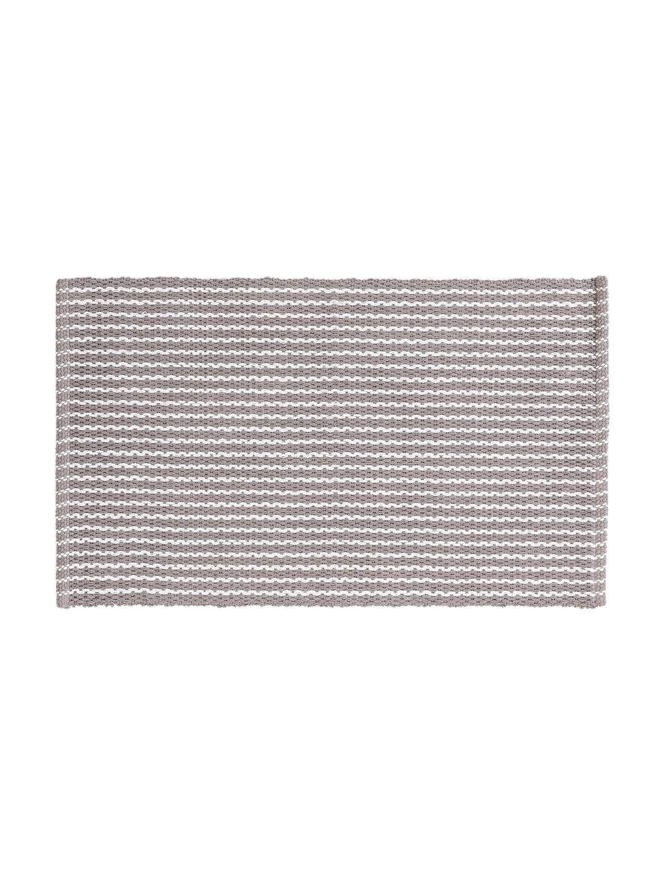 Tapis de bain rayures Bono, 100 % coton, Gris, blanc, larg. 50 x long. 80 cm