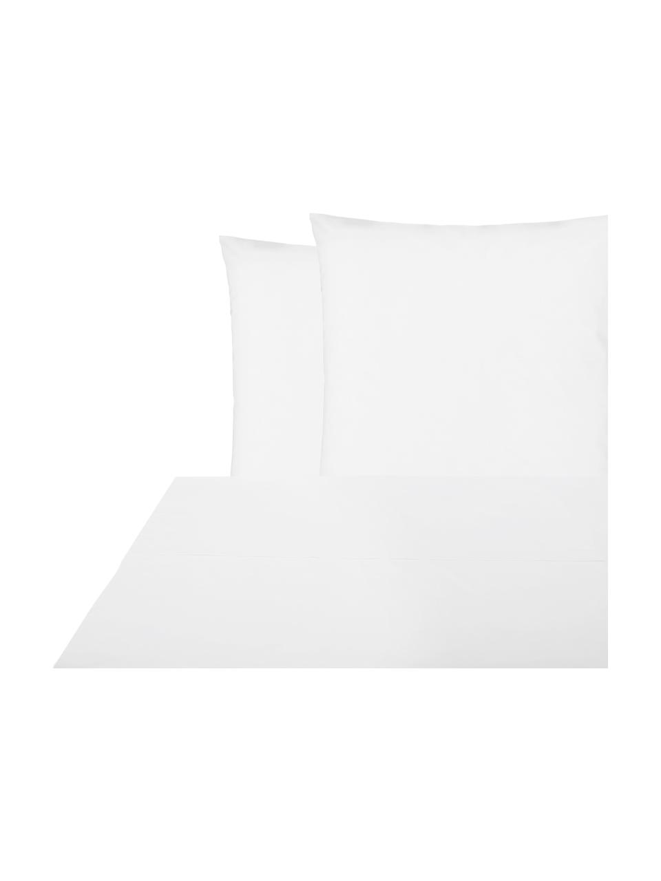 Biancheria da letto in cotone percalle bianco Elsie, Bianco, 180 x 300 cm + 2 federe 50 x 80 cm