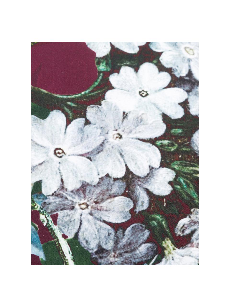 Baumwollsatin-Bettwäsche Fleur mit Blumen-Muster, Webart: Satin Fadendichte 209 TC,, Vorderseite: Burgund, Weiß, Gelb; Rückseite: Burgund, 135 x 200 cm + 1 Kissen 80 x 80 cm