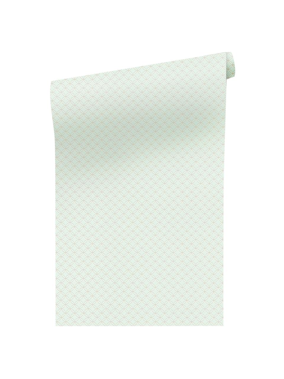 Carta da parati Emine, Vello, Verde menta, verde oliva, lucido, Larg. 53 x Lung. 1005 cm