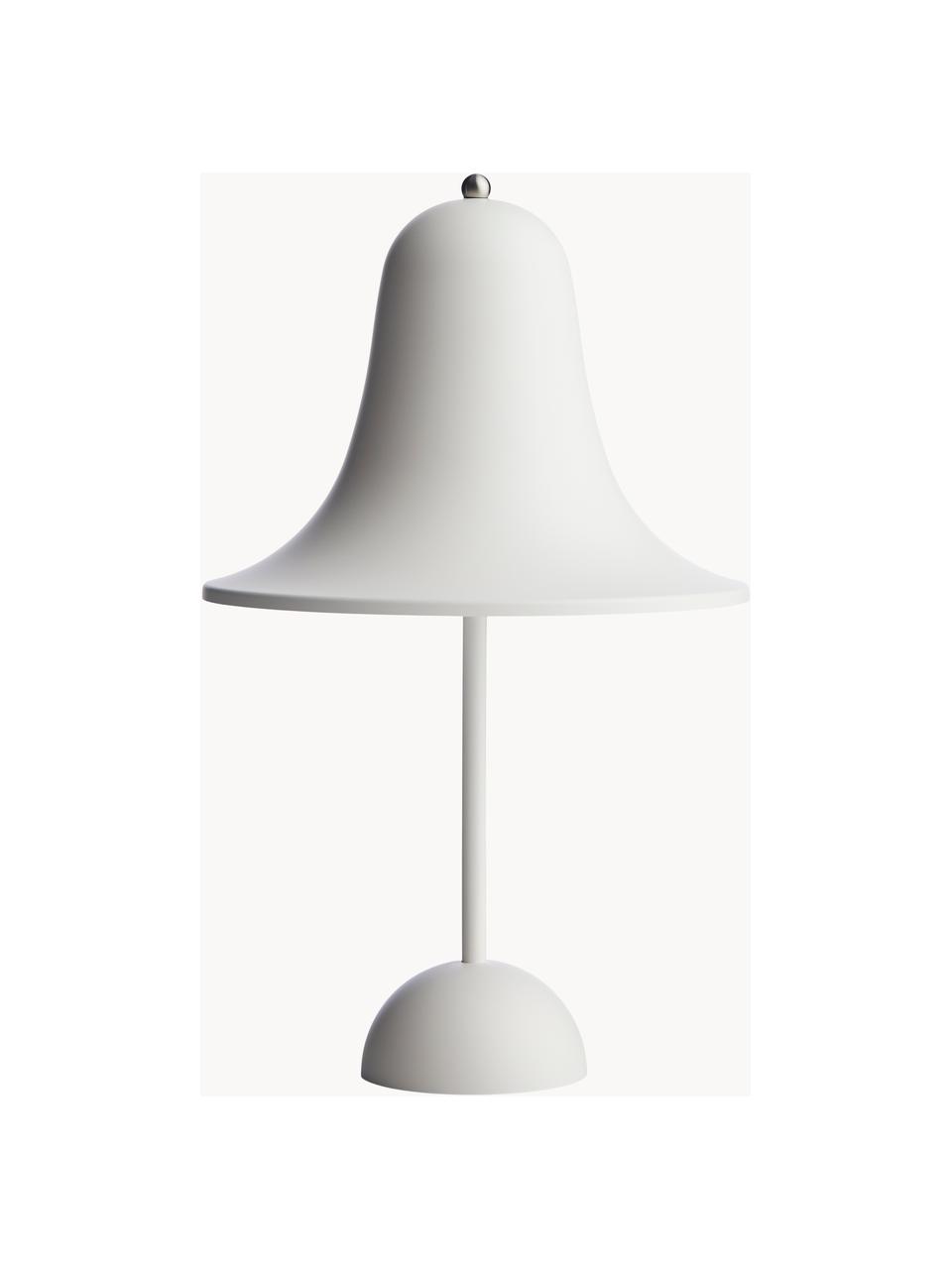 Malá přenosná stolní LED lampa Pantop, design Verner Panton, Umělá hmota, Matná bílá, Ø 18 cm, V 30 cm