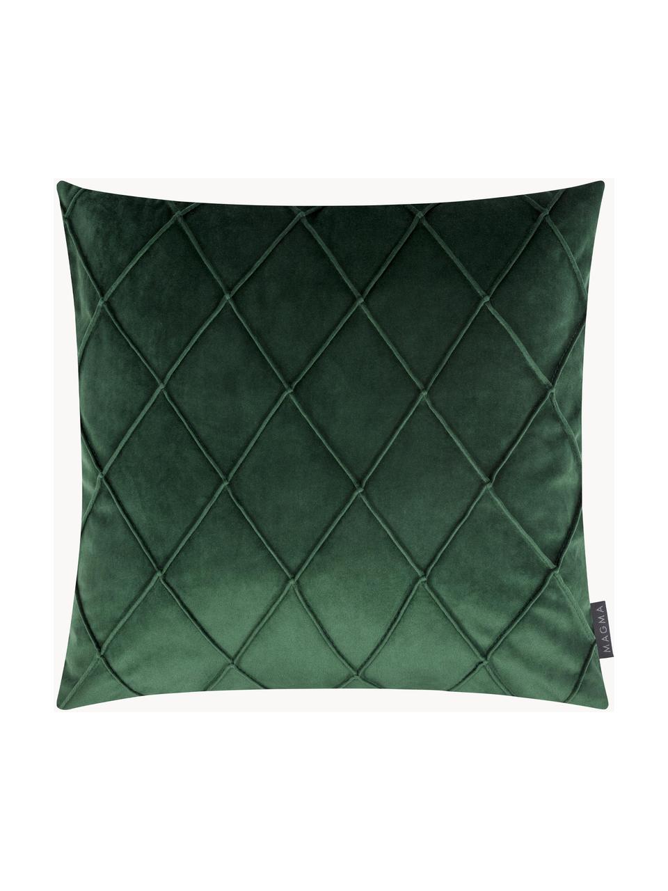 Housse de coussin 40x40 en velours à relief Nobless, 100 % velours de polyester, Vert foncé, larg. 40 x long. 40 cm