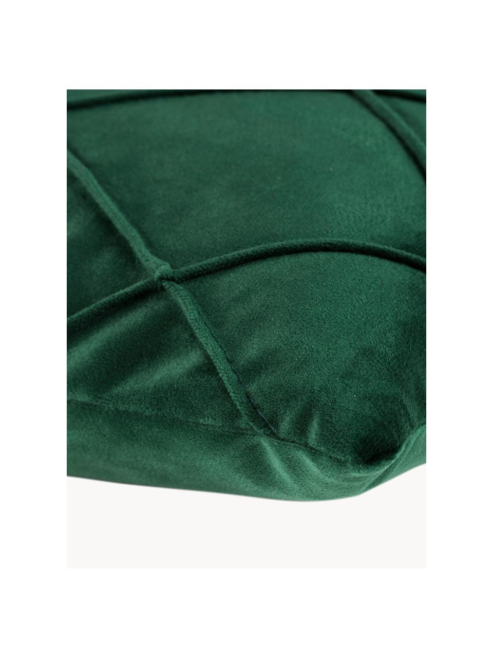 Housse de coussin 40x40 en velours à relief Nobless, 100 % velours de polyester, Vert foncé, larg. 40 x long. 40 cm