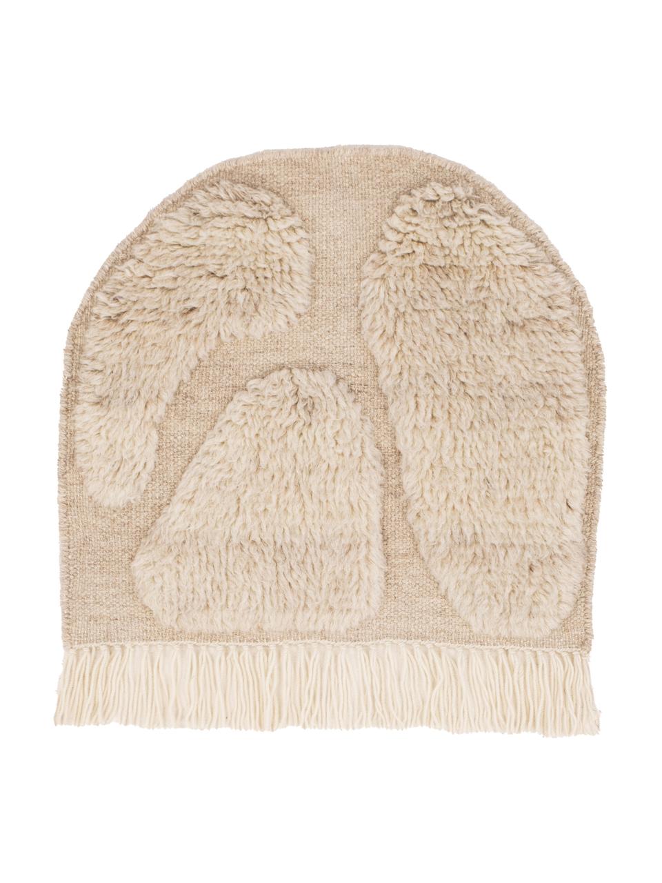 Oggetto da parete grande in lana con frange Jakobsö, 100% lana, Beige, Larg. 62 x Alt. 50 cm