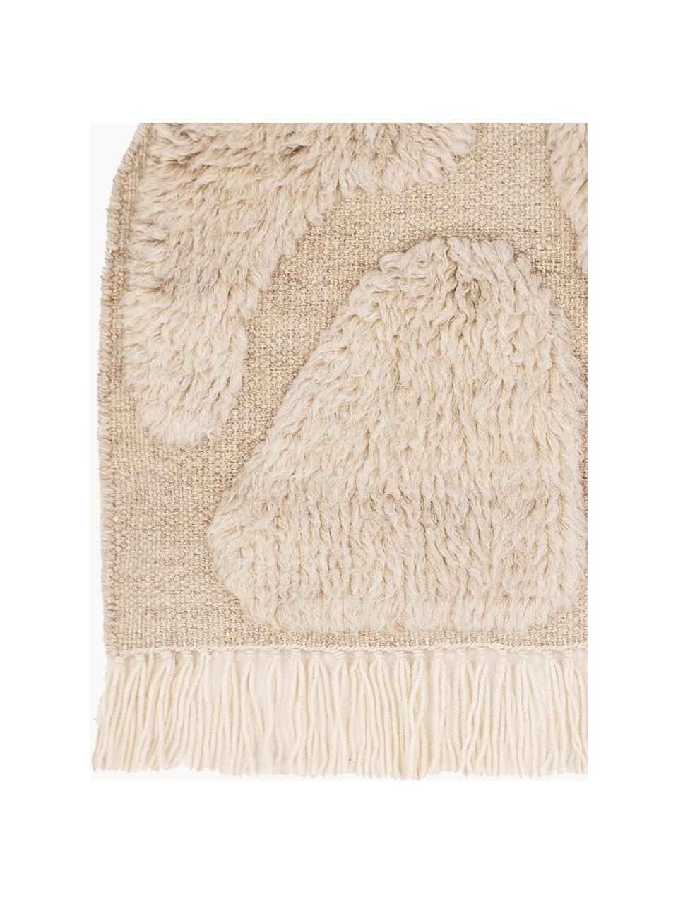 Grosses Wandobjekt Jakobsö aus Wolle mit Fransen, 100 % Wolle, Cremeweiss, B 62 x H 50 cm