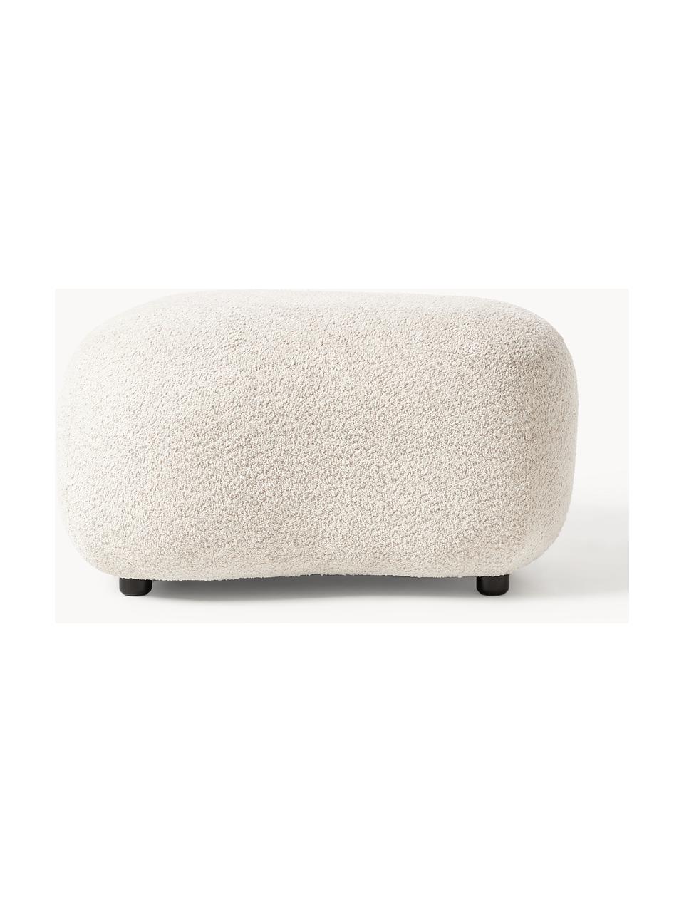 Hocker Alba aus Teddy-Bouclé, Bezug: 100 % Polyester (Teddy-Bo, Füße: Kunststoff Dieses Produkt, Teddy-Bouclé Off White, B 70 x H 42 cm, gebogen rechts