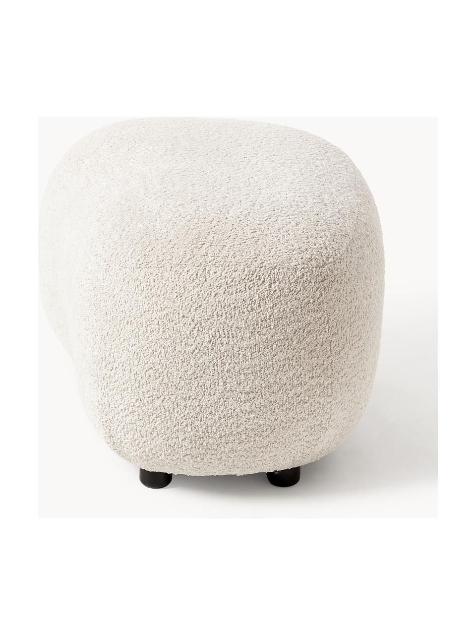 Hocker Alba aus Teddy-Bouclé, Bezug: 100 % Polyester (Teddy-Bo, Füße: Kunststoff Dieses Produkt, Teddy-Bouclé Off White, B 70 x H 42 cm, gebogen rechts