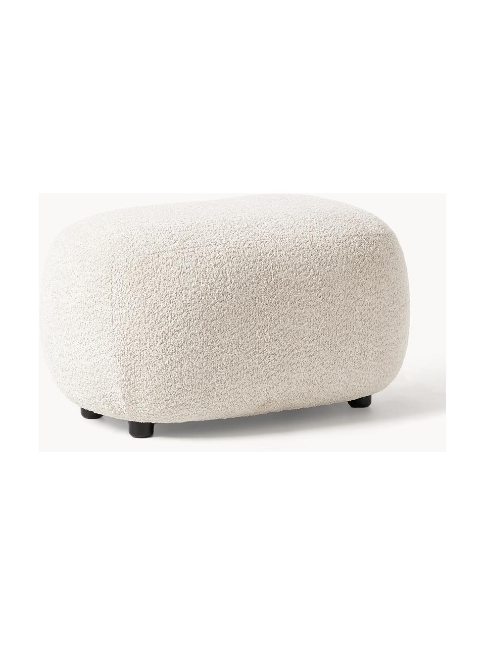 Hocker Alba aus Teddy-Bouclé, Bezug: 100 % Polyester (Teddy-Bo, Füße: Kunststoff Dieses Produkt, Teddy-Bouclé Off White, B 70 x H 42 cm, gebogen rechts