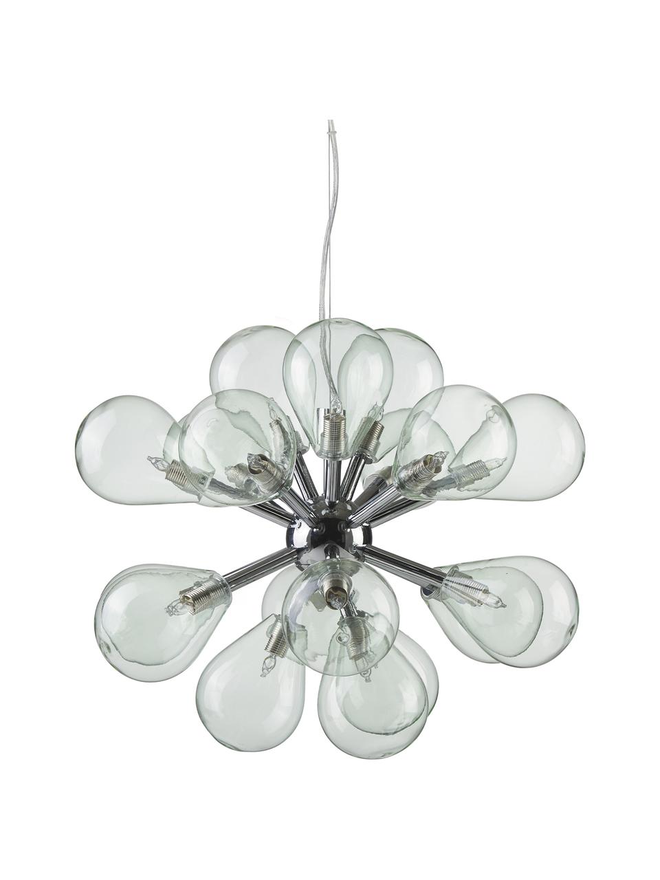 Lampada a sospensione in vetro colorato Galeno, Paralume: vetro, Baldacchino: acciaio, Blu, Larg. 47 x Alt. 40 cm