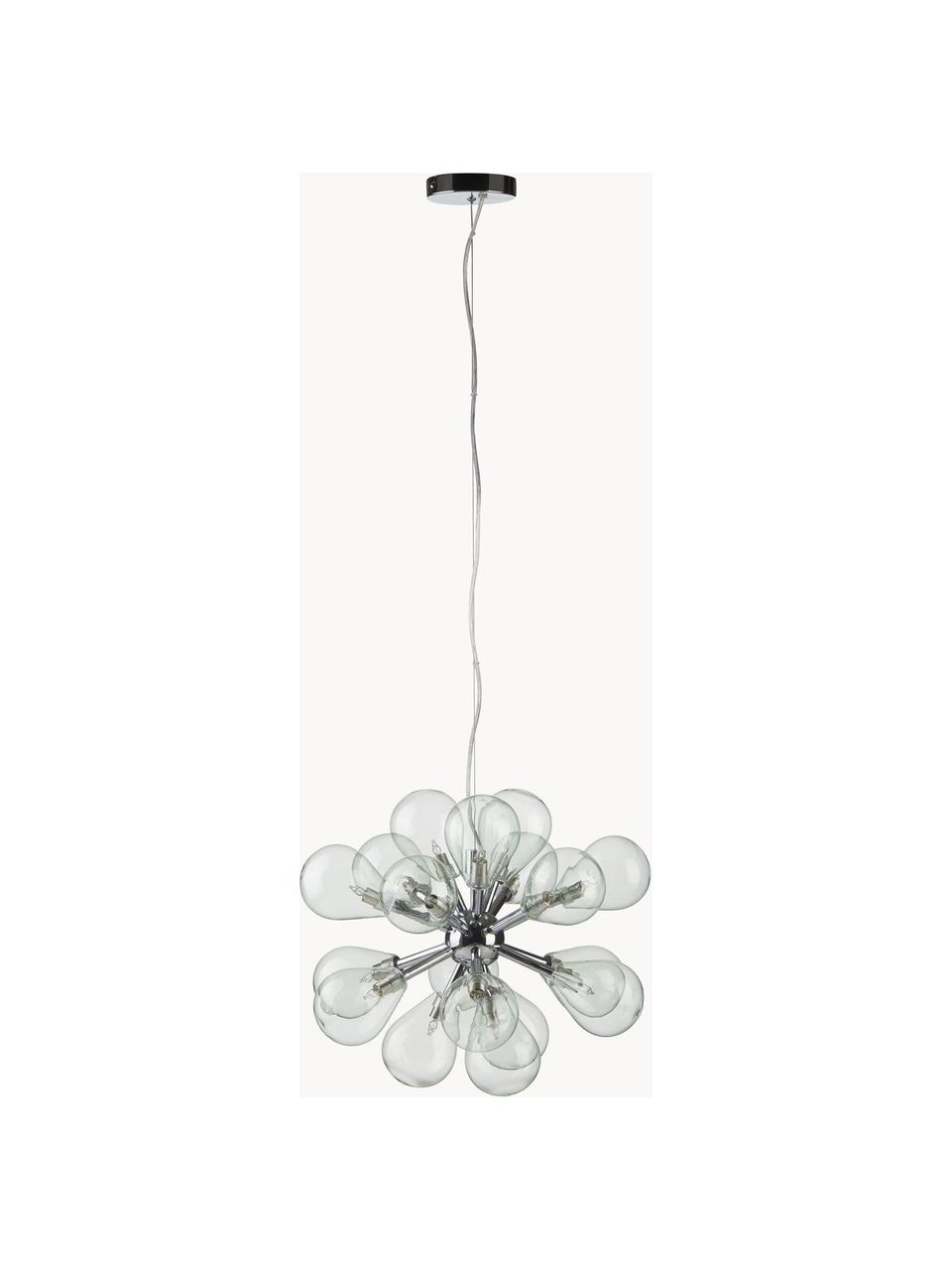 Design hanglamp Galeno van getint glas, Baldakijn: staal, Blauw, B 47 x H 40 cm