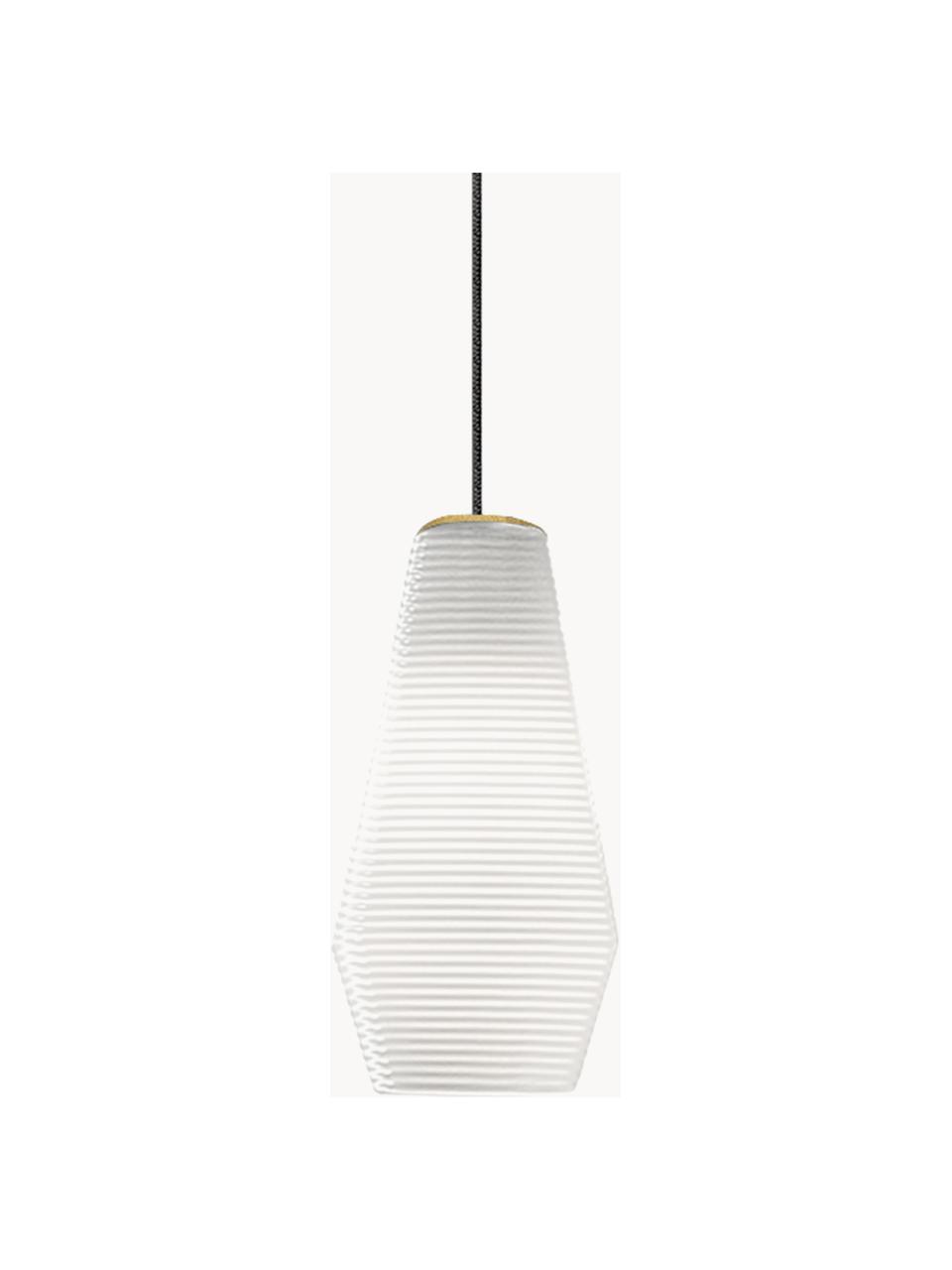 Mondgeblazen hanglamp Olivia, Lampenkap: glas, Wit, Ø 13 x H 27 cm