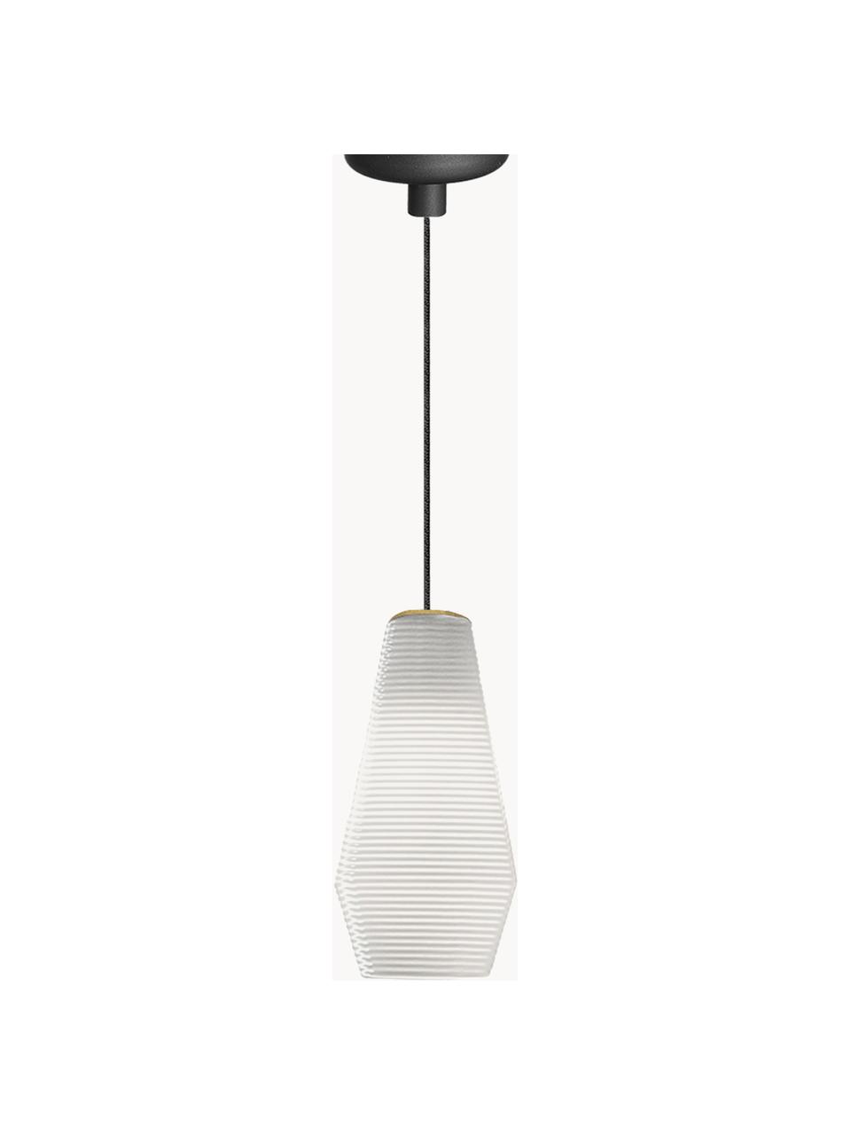 Mondgeblazen hanglamp Olivia, Lampenkap: glas, Wit, Ø 13 x H 27 cm