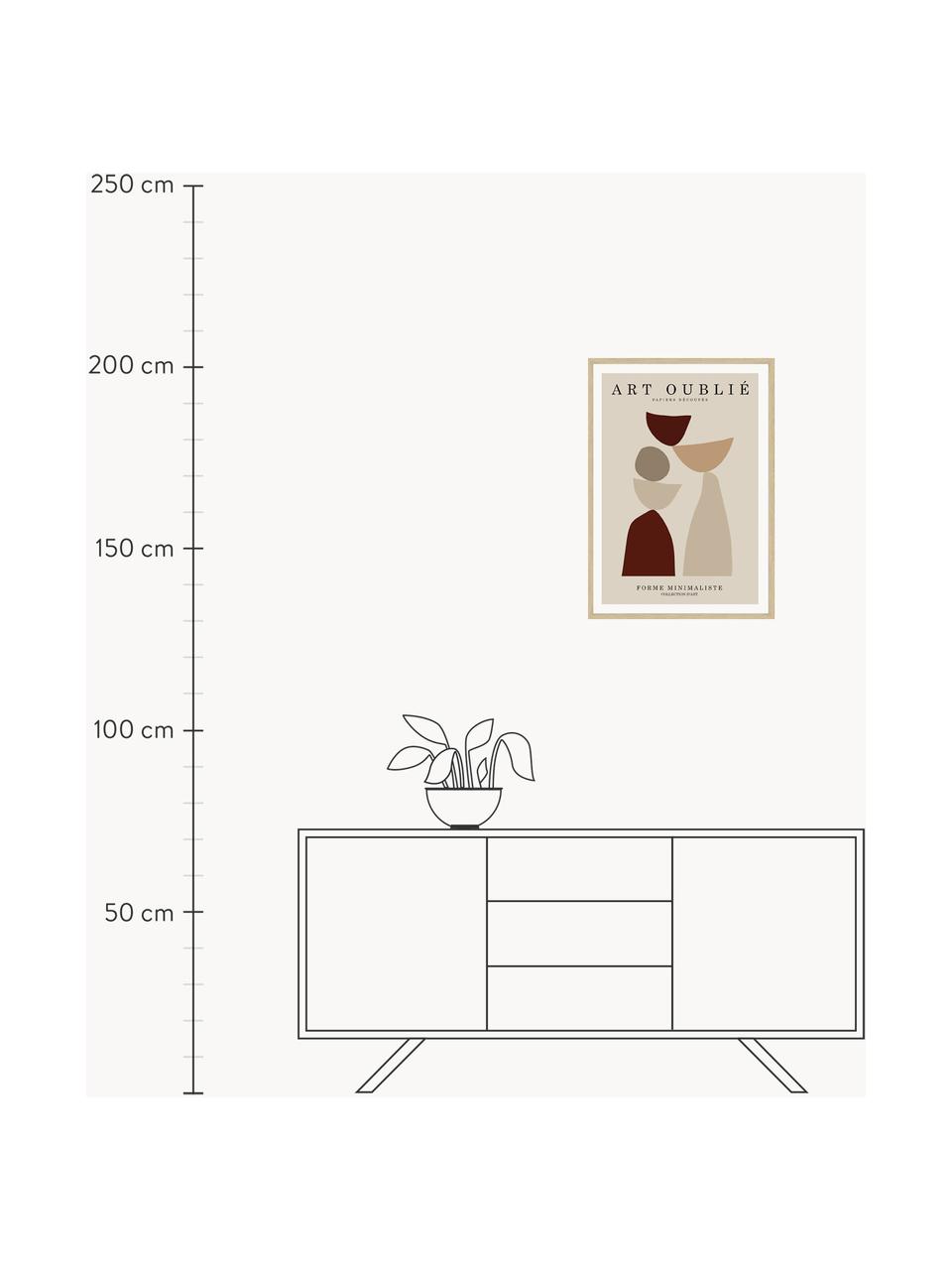 Zarámovaný digitální tisk Figures, Odstíny béžové a hnědé, Š 52 cm, V 72 cm