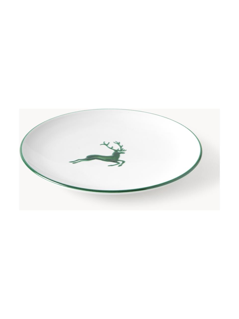 Plato llano Grüner Hirsch, Cerámica, Blanco, verde, Ø 25 cm