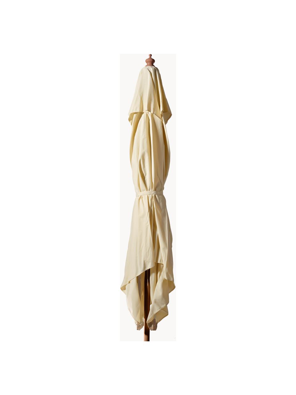 Sombrilla Alezio, An 300 cm, Estructura: madera de eucalipto, Blanco crema, madera clara, An 300 x Al 275 cm