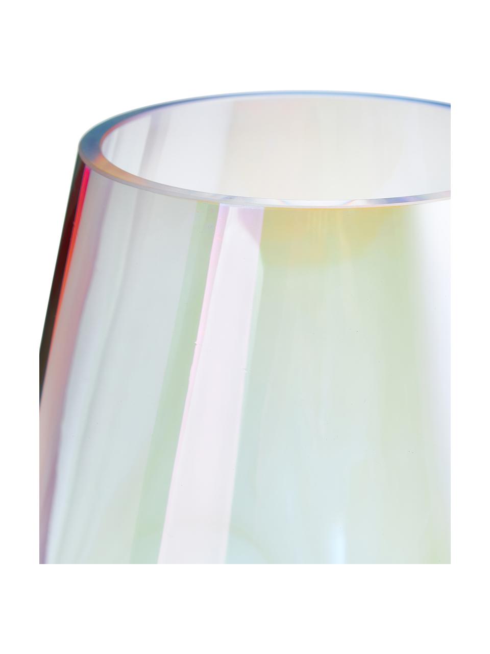 Jarrón grande de vidrio iridiscente soplado artesanalmente Rainbow, Vidrio soplado artesanalmente, Transparente iridiscente, Ø 20 x Al 35 cm