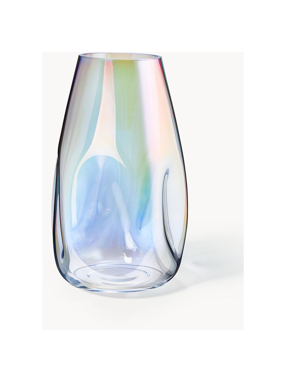 Grand vase irisé soufflé bouche Rainbow, Verre, soufflé bouche, Transparent, irisé, Ø 20 x haut. 35 cm